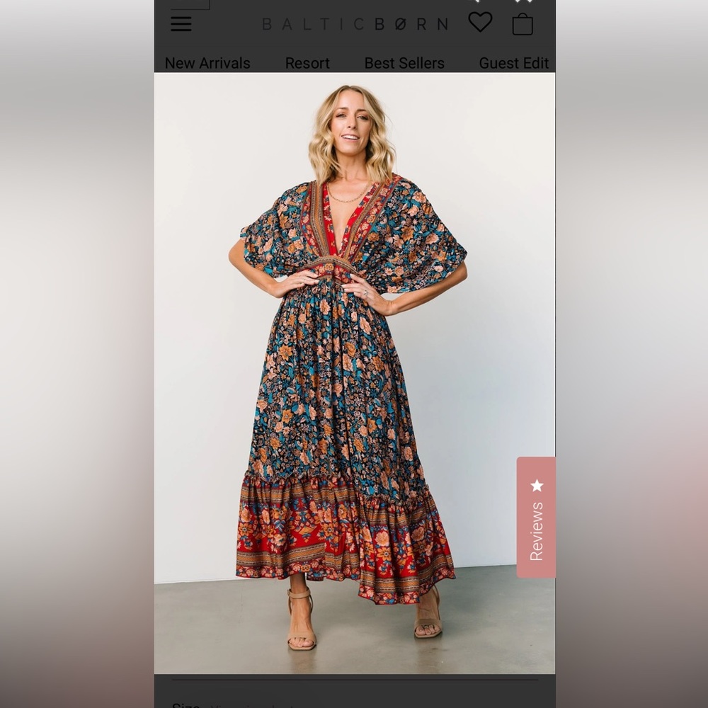 Baltic Born Floral Midi Dress - Blue and Red